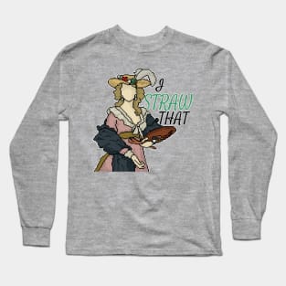 "I Straw That" - Pixel Art of a Self Portrait in a Straw Hat Long Sleeve T-Shirt